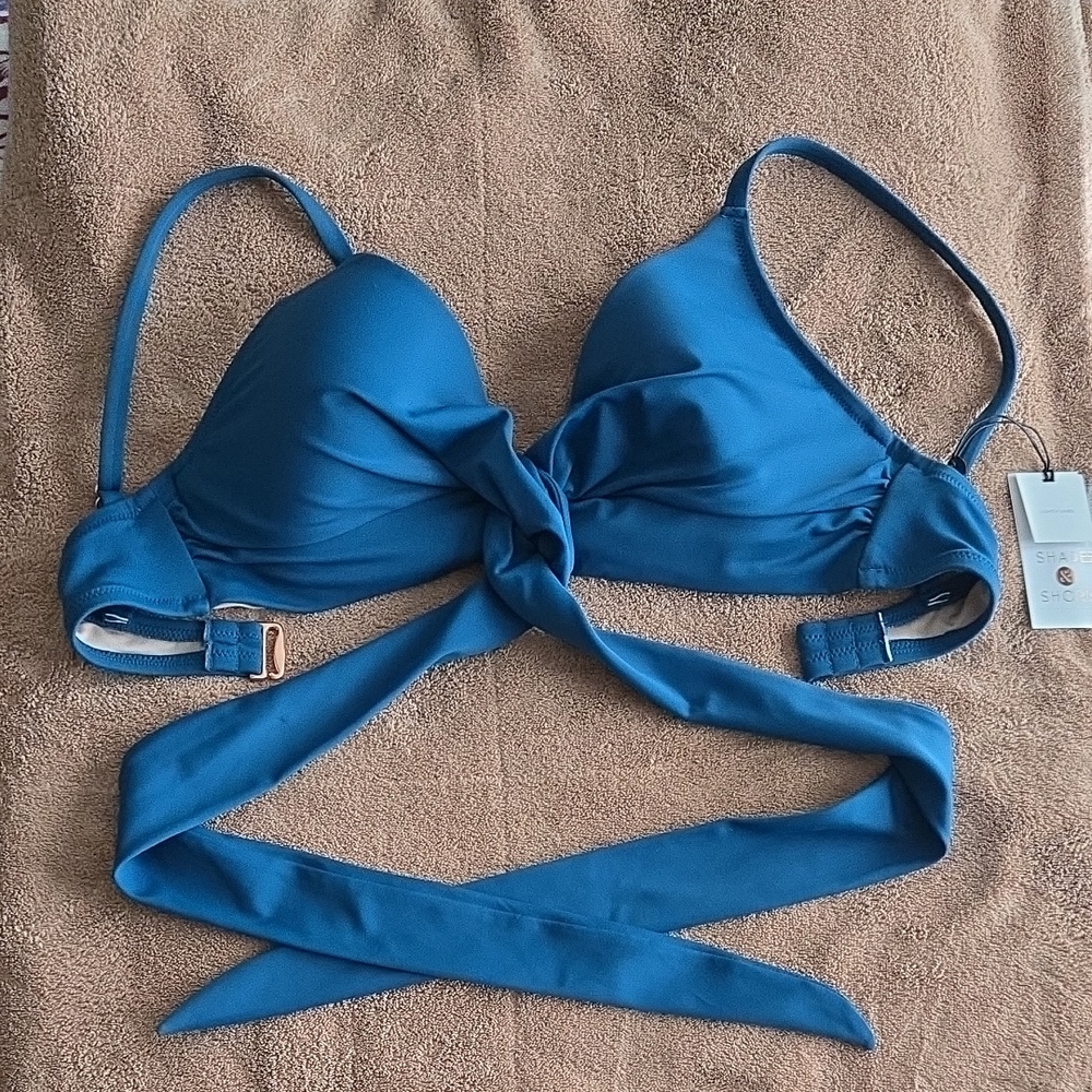 Shade & Shore Blue Bikini Triangle Top Side-Tie